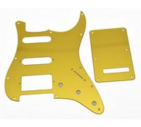 KAISH 11 Hole ST/Strat Style Pickguard HSS Pick Guard with ST Back Plate Tremolo Trem Cover for USA/Mexico Stratocaster/Strat Gold Mirror 1 Ply