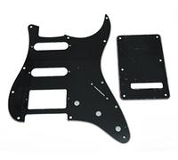 KAISH 11 Hole ST/Strat Style Pickguard HSS Pick Guard with ST Back Plate Tremolo Trem Cover for USA/Mexico Stratocaster/Strat Black 3 Ply