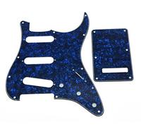 KAISH 11 Hole ST/Strat Style Pickguard SSS Pick Guard with ST Back Plate Tremolo Trem Cover for USA/Mexico Stratocaster/Strat Blue Pearl