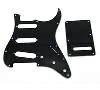 KAISH 11 Hole ST/Strat Style Pickguard SSS Pick Guard with ST Back Plate Tremolo Trem Cover for USA/Mexico Stratocaster/Strat Black 3 Ply