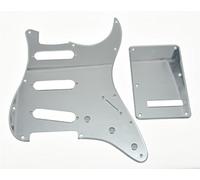 KAISH 11 Hole ST/Strat Style Pickguard SSS Pick Guard with ST Back Plate Tremolo Trem Cover for USA/Mexico Stratocaster/Strat Silver Mirror