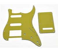 KAISH 11 Hole Strat Style HSS Pickguard ST Back Plate Tremolo Trem Cover for USA/Mexico Stratocaster/Strat Yellow 3 Ply