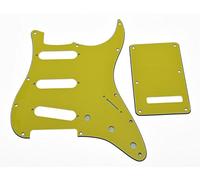 KAISH 11 Hole Strat Style SSS Pickguard ST Back Plate Tremolo Trem Cover for USA/Mexico Stratocaster/Strat Yellow 3 Ply