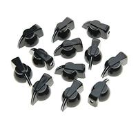 KAISH 12pcs Flat Top Guitar Amplifier Knobs Effect Pedal Knob Chicken-Head Knobs Black