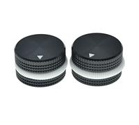 KAISH 2-Pack 63/64"(25mm) Diam. Aluminium Potentiometer Knobs 1/4" Universal Metal Pot Knobs for Guitar/Bass/AMPS Amplifier/Power Amplifier/Preamps/Audio Equipments Black with White Rubber o-ring