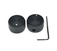 KAISH 2-Pack 63/64"(25mm) Diam. Aluminium Potentiometer Knobs 1/4" Universal Metal Pot Knobs with Indicator and Set Screw for Guitar/Bass/AMP Amplifier/Power Amplifier/Preamps/Audio Equipments Black