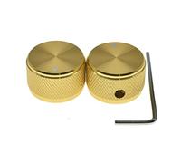 KAISH 2-Pack 63/64"(25mm) Diam. Aluminium Potentiometer Knobs 1/4" Universal Metal Pot Knobs with Indicator and Set Screw for Guitar/Bass/AMP Amplifier/Power Amplifier/Preamps/Audio Equipments Gold