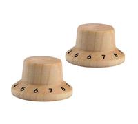 KAISH 2-Pack Wood Knobs LP/Strat Style Bell Knobs Guitar Bass Wood Top Hat Knob with Numbers 1-10 Maple Wood
