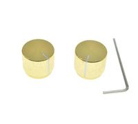 KAISH 2pcs 51/64"(20mm) Diam. Aluminium Potentiometer Knobs 1/4" Universal Metal Pot Contrl Knobs for Guitar/Bass/AMPS Amplifier/Preamps/Efffect Pedal/Audio Equipments Gold with Indicator Line