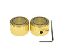 KAISH 2pcs 63/64"(25mm) Diam. Aluminium Potentiometer Knobs 1/4" Universal Metal Pot Control Knobs with Blue Circle for Guitar/Bass/AMPS Amplifier/Power Amplifier/Preamps/Audio Equipments Gold