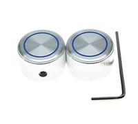 KAISH 2pcs 63/64"(25mm) Diam. Aluminium Potentiometer Knobs 1/4" Universal Metal Pot Control Knobs with Blue Circle for Guitar/Bass/AMPS Amplifier/Power Amplifier/Preamps/Audio Equipments Silver