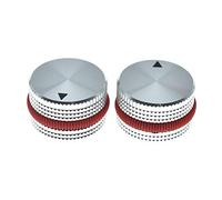 KAISH 2pcs 63/64"(25mm) Diam. Aluminium Potentiometer Knobs 1/4" Universal Metal Pot Knobs for Guitar/Bass/AMPS Amplifier/Power Amplifier/Preamps/Audio Equipments Silver with Red Rubber o-ring