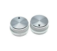 KAISH 2pcs 63/64"(25mm) Diam. Aluminium Potentiometer Knobs 1/4" Universal Metal Pot Knobs for Guitar/Bass/AMPS Amplifier/Power Amplifier/Preamps/Audio Equipments Silver with White Rubber o-ring