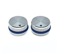 KAISH 2pcs 63/64"(25mm) Diam. Aluminium Potentiometer Knobs 1/4" Universal Metal Pot Knobs for Guitar/Bass/AMPS Amplifier/Power Amplifier/Preamps/Audio Equipments Silver with Blue Rubber o-ring