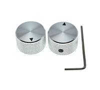 KAISH 2pcs 63/64"(25mm) Diam. Aluminium Potentiometer Knobs 1/4" Universal Metal Pot Knobs with Indicator and Set Screw for Guitar/Bass/AMP Amplifier/Power Amplifier/Preamps/Audio Equipments Silver