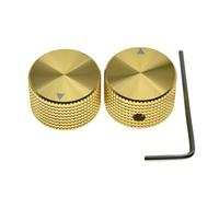 KAISH 2pcs 63/64"(25mm) Diam. Aluminium Potentiometer Knobs 1/4" Universal Metal Pot Knobs with Indicator and Set Screw for Guitar/Bass/AMP Amplifier/Power Amplifier/Preamps/Audio Equipments Gold