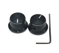 KAISH 2pcs Aluminium Potentiometer Knobs 1/4" Universal Top Hat Knobs Bell Control Knob with Set Screw for Guitar/Bass/AMPS/Preamps Black with Indicator