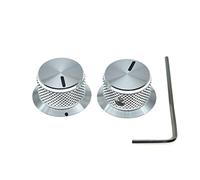 KAISH 2pcs Aluminium Potentiometer Knobs 1/4" Universal Top Hat Knobs Bell Control Knob with Set Screw for Guitar/Bass/AMPS/Preamps Silver with Indicator