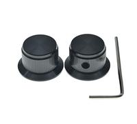 KAISH 2pcs Aluminium Potentiometer Knobs 1/4" Universal Top Hat Knobs Bell Control Knob with Set Screw for Guitar/Bass/AMPS/Preamps Black without Indicator