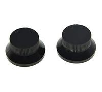 KAISH 2pcs Black Metal Bell Knobs Push On Guitar Bass Top Hat Knob for 5.8mm Split Shafts