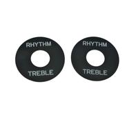 KAISH 2pcs Black with Silver Letters LP Guitar Toggle Switch Washer Plate Rhythm Treble Ring for Les Paul