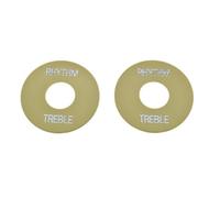 KAISH 2pcs Cream with Silver Letters LP Guitar Toggle Switch Washer Plate Rhythm Treble Ring for Les Paul