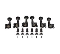 KAISH 3L3R 6 Inline 18:1 Locking Tuners Tuning Keys Guitar Locking Tuning Machines with Vintage Oval Button for Strat/Tele/Electric Guitars Black