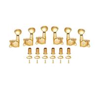 KAISH 3L3R 6 Inline 18:1 Locking Tuners Tuning Keys Guitar Locking Tuning Machines with Vintage Oval Button for Strat/Tele/Electric Guitars Gold