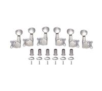 KAISH 3L3R 6 Inline 18:1 Locking Tuners Tuning Keys Guitar Locking Tuning Machines with Vintage Oval Button for Strat/Tele/Electric Guitars Chrome
