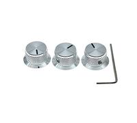 KAISH 3pcs Aluminium Potentiometer Knobs 1/4" Universal Top Hat Knobs Bell Control Knob with Set Screw for Guitar/Bass/AMPS/Preamps Silver with Indicator