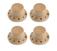 KAISH 4-Pack Wood Knobs LP/Strat Style Bell Knobs Guitar Bass Wood Top Hat Knob with Numbers 1-10 Maple Wood