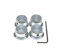 KAISH 4pcs Aluminium Potentiometer Knobs 1/4" Universal Top Hat Knobs Bell Control Knob with Set Screw for Guitar/Bass/AMPS/Preamps Silver without Indicator