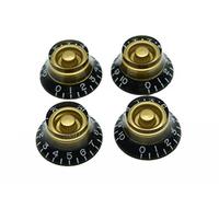 KAISH 4pcs Black with Gold Custom LP Guitar Bell Knobs Guitar Top Hat Knobs for Les Paul