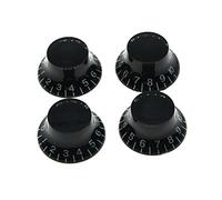 KAISH 4pcs Black with White Number LP Guitar Bell Knobs Top Hat Knobs for Les Paul