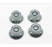 KAISH 4pcs Silver with Black Number LP Guitar Bell Knobs Guitar Top Hat Knobs for Les Paul