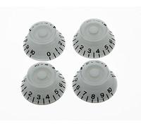 KAISH 4pcs White with Black Numbers LP Guitar Bell Knobs Top Hat Knobs for Les Paul