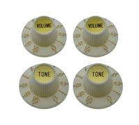 KAISH 4X Aged White with Gold Cap 24 Fine Spline LP Guitar Witch Hat Knobs Top Hat Knob for USA Les Paul/SG/ES