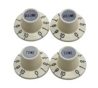 KAISH 4X Aged White with Silver Cap 24 Fine Spline LP Guitar Witch Hat Knobs Top Hat Knob for USA Les Paul/SG/ES