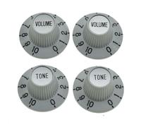 KAISH 4X White with Silver Cap 24 Fine Spline LP Guitar Witch Hat Knobs Top Hat Knob for USA Les Paul/SG/ES