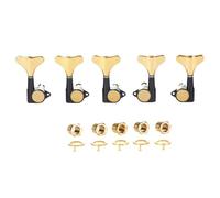 KAISH 5 String 3R2L 18:1 Sealed Bass Tuners Bass Guitar Tuning Keys Tuning Machine Heads for Ibanez/Yamaha Style Acoustic/Electric Bass Black with Gold