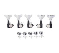KAISH 5 String 3R2L 18:1 Sealed Bass Tuners Bass Guitar Tuning Keys Tuning Machine Heads for Ibanez/Yamaha Style Acoustic/Electric Bass Black with Chrome