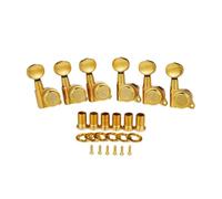 KAISH 6 Inline 18:1 Locking Tuners Tuning Keys Guitar Locking Tuning Machines with Mini Oval Buttons for Strat/Tele/Electric Guitars Gold
