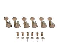 KAISH 6 Inline 18:1 Locking Tuners Tuning Keys Guitar Locking Tuning Machines with Vintage Oval Button for Strat/Tele/Electric Guitars Relic Nickel