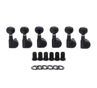 KAISH 6 Inline Guitar 2 Pin Tuners Tuning Keys Pegs Dual Pin Tuning Machine Heads for Squier Strat/Tele/Ibanez/Yamaha/Import Style Guitars Mini Oval Button Black
