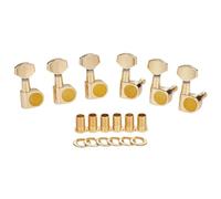 KAISH 6 Inline Guitar 2 Pin Tuners Tuning Keys Pegs Dual Pin Tuning Machine Heads for Squier Strat/Tele/Ibanez/Yamaha/Import Style Guitars Mini Contemporary Button Gold