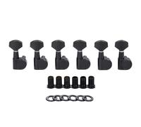 KAISH 6 Inline Guitar 2 Pin Tuners Tuning Keys Pegs Dual Pin Tuning Machine Heads for Squier Strat/Tele/Ibanez/Yamaha/Import Style Guitars Mini Contemporary Button Black