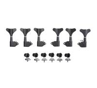 KAISH 6 String 3R3L 18:1 Sealed Bass Tuners Bass Guitar Tuning Keys Tuning Machine Heads for Ibanez/Yamaha Style Acoustic/Electric Bass Black