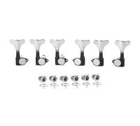 KAISH 6 String 3R3L 18:1 Sealed Bass Tuners Bass Guitar Tuning Keys Tuning Machine Heads for Ibanez/Yamaha Style Acoustic/Electric Bass Black with Chrome