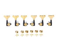 KAISH 6 String 3R3L 18:1 Sealed Bass Tuners Bass Guitar Tuning Keys Tuning Machine Heads for Ibanez/Yamaha Style Acoustic/Electric Bass Black with Gold