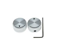 KAISH 63/64"(25mm)Diam. Pack of 2 Aluminium Potentiometer Knobs 1/4" Universal Metal Pot Knobs with Indicator & Set Screw for Guitar/Bass/AMP Amplifier/Power Amplifier/Preamps/Audio Equipments Silver